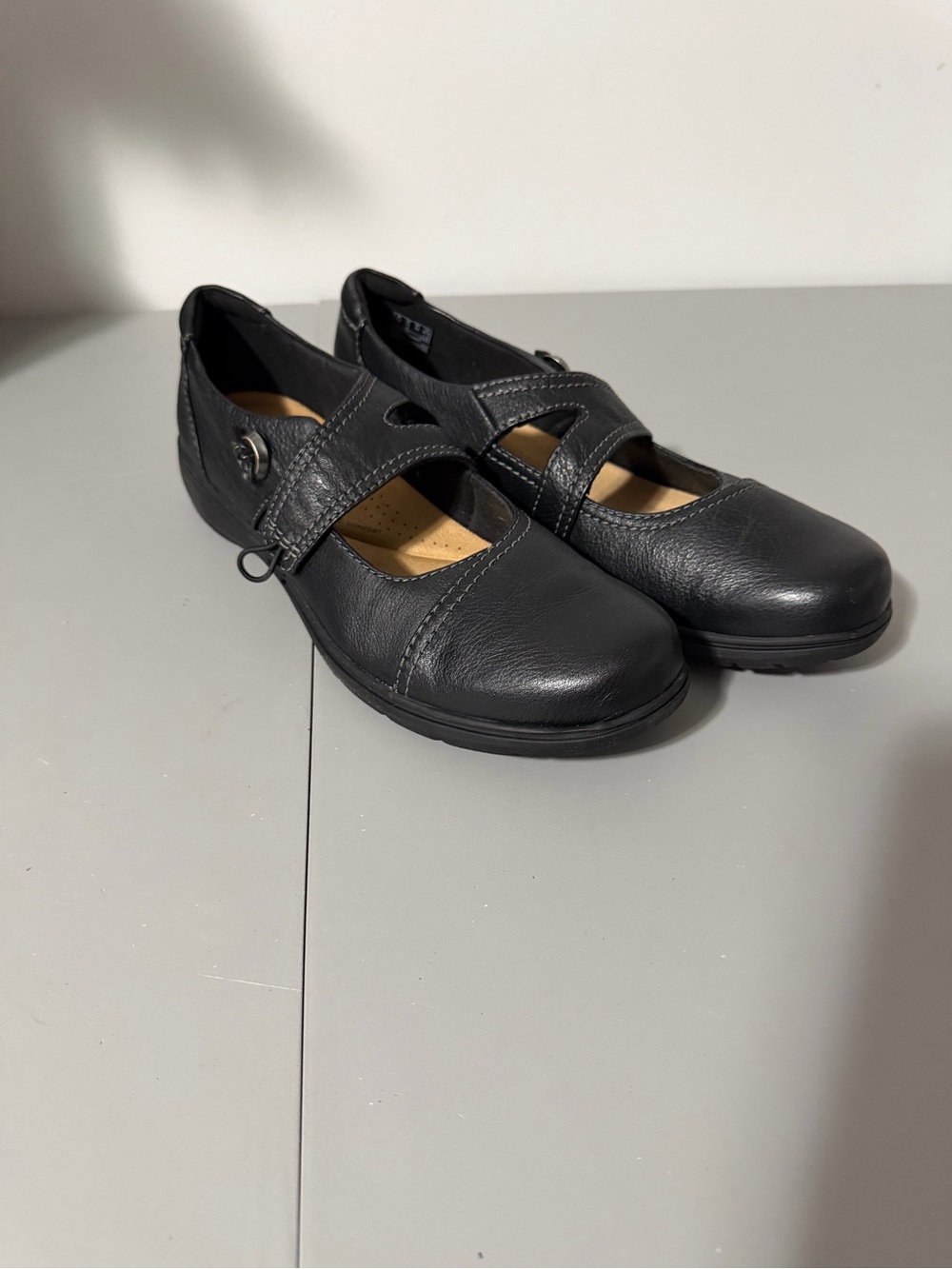 Clarks Carleigh Jane Black Leather Mary Jane Comfort Shoes Size 12N
